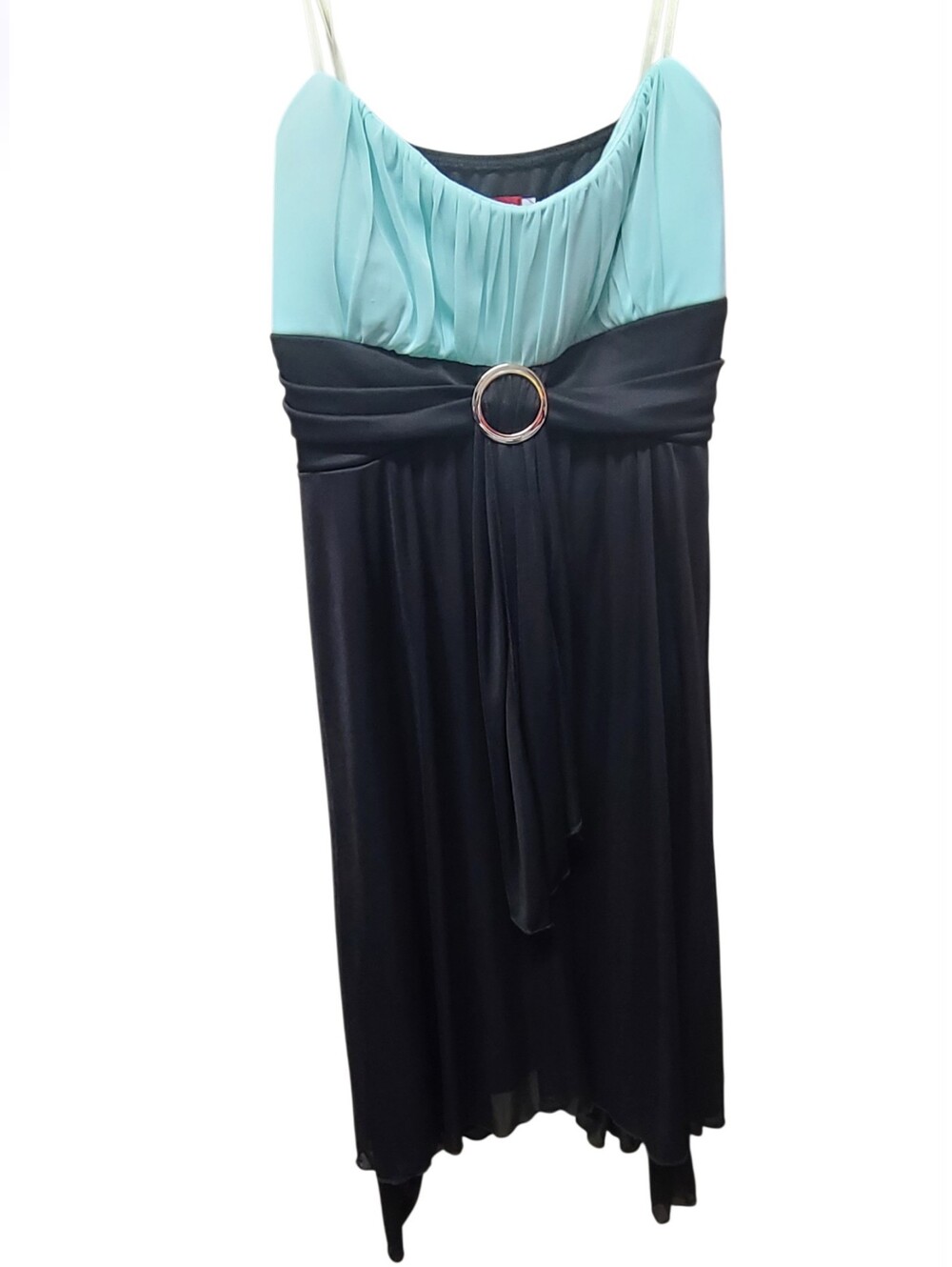 Vintage Y2K Ruby Rox Strapless Mesh Babydoll Dress Aqua Black Size L
